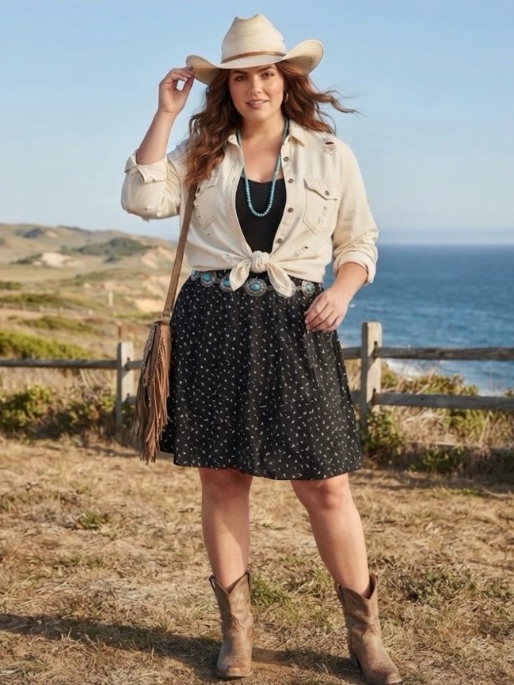 Jan Leslie Black Printed Circle Skirt